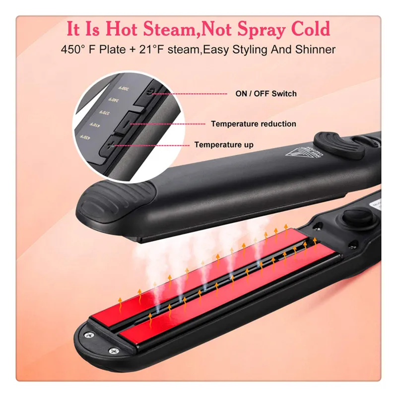 Professional Hair Salon Steam Styler Ceramics Organosilicon Hair Straightener Curler for Both Dry and Wet Healthy Silky US Plug Black 55 W Professional Hair Salon Steam Styler Ceramics Organosilicon Hair Straightener Curler for Both Dry and Wet Healthy Silky US Plug Black 55 W
