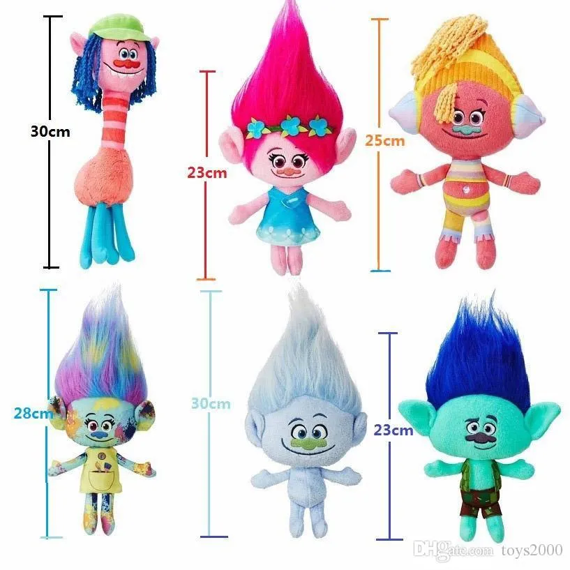 23CM Trolls Plush Toy Poppy Branch Dream Works Stuffed Cartoon Dolls The Good Luck Christmas Gifts Magic Fairy Hair Wizard