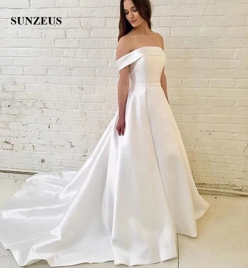 Simple But Elegant Ivory Satin Wedding Dresses ... From Sunzeusdress,  $152.77 | DHgate.Com