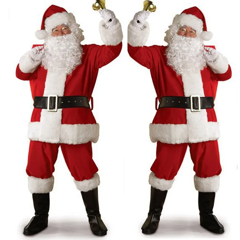 크리스마스 크리스마스 옷 남성과 여성 의류 산타 클로스 성능 의상 성인 의상 코스프레 골드 벨벳 옷