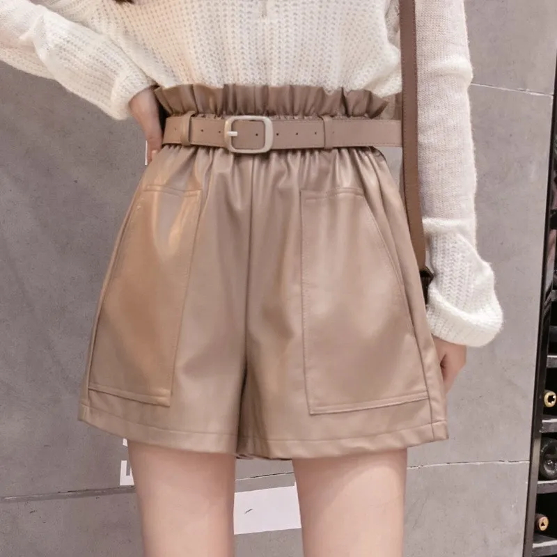Loose discount leather shorts