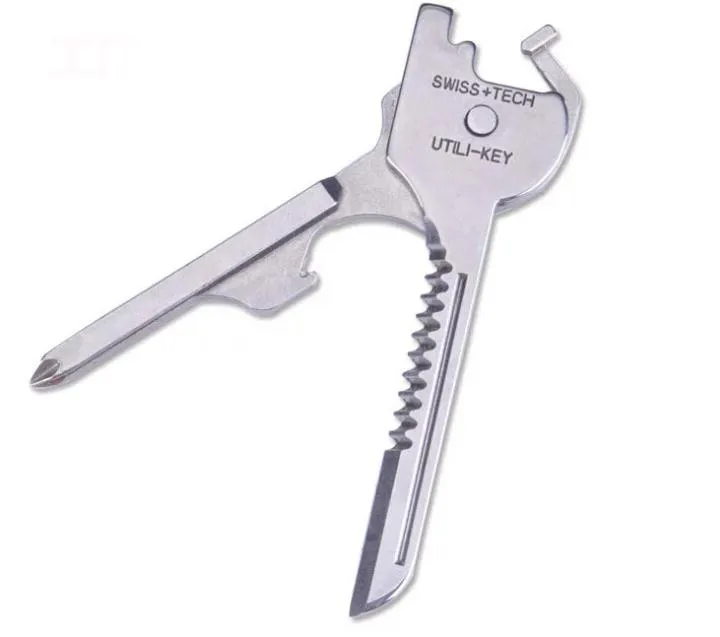 Nowy Szwajcarski + Tech 6 w 1 Utili-Key Mini Multi Funkcja Keyring Flat and Lock Szkło Wkrętak Otwieracz do butelki Nóż Kieszonkowy EDC Narzędzie SN1894