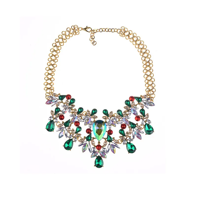 Drag Queen Schmuck für Frauen Neuheit Halskette mit bunten Blume Kristallperlen Goldkette Schmuck Anhänger Ansage Erklärung Chokers Halsketten