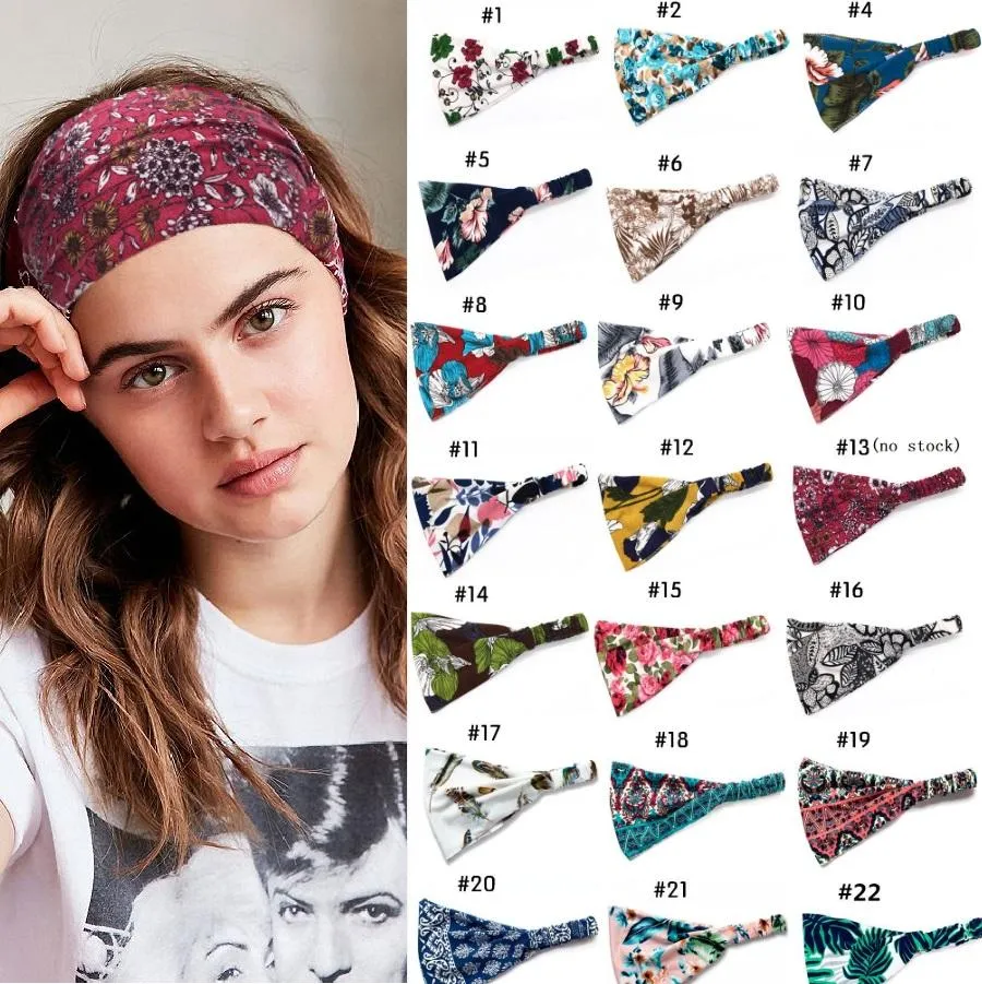 Fashion Women Floral Printed Wide Yoga Headbands Fitness Protection Casual Headscarf Outdoor Sport Hairband Elastic Hairband Boho Headwraps