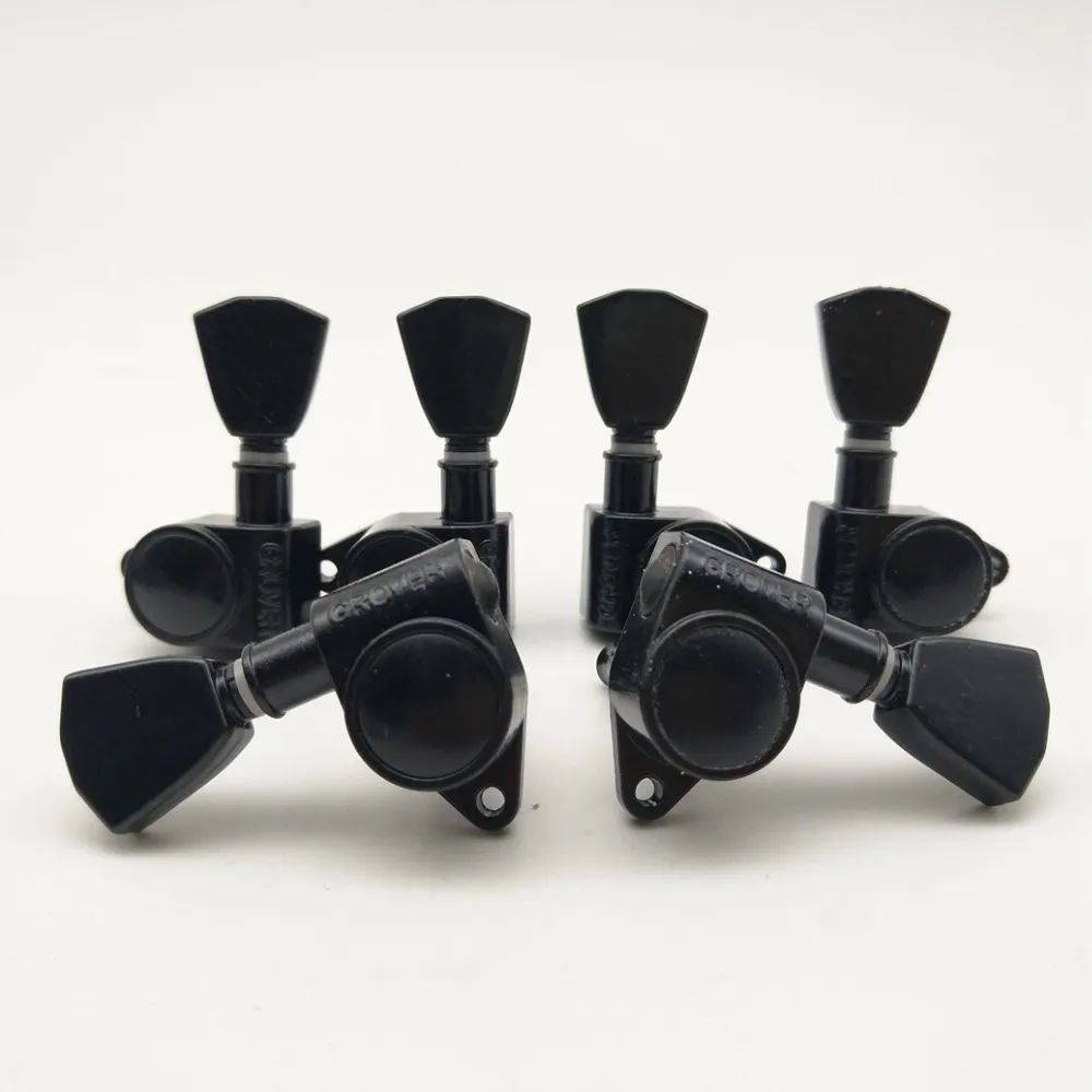 Black Grover Guitar Machine Heads Tuners Guitar Tuning Pegs 3R + 3L Fabriqué en Corée