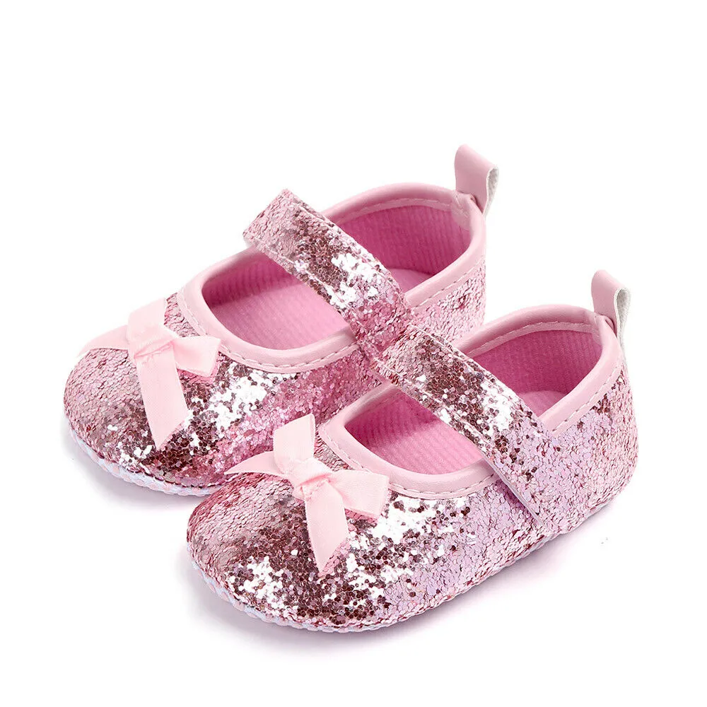 Novo bebê sofisticado bebê menina bling shoes sapatos adoráveis ​​sapatos anti-deslizamento