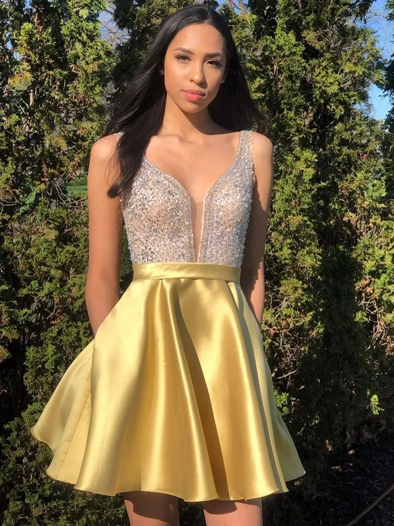 Long yellow homecoming dresses on sale