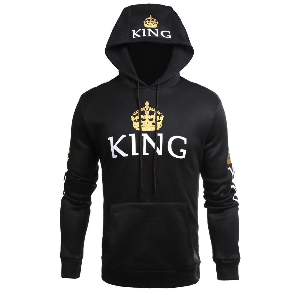 Kadınlar Giyim Tasarımcı Çift Kapüşonlular Casual Kapşonlu QUEEN KING Baskılı Sweatshirt Kazaklar