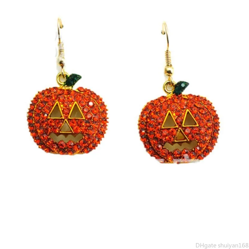 Pumpkin Earrings Halloween Statement Dangle Earring Crystal Rhinestone Drop Earrings for Women Punk Christmas Party Fashion Jewelry Gifts