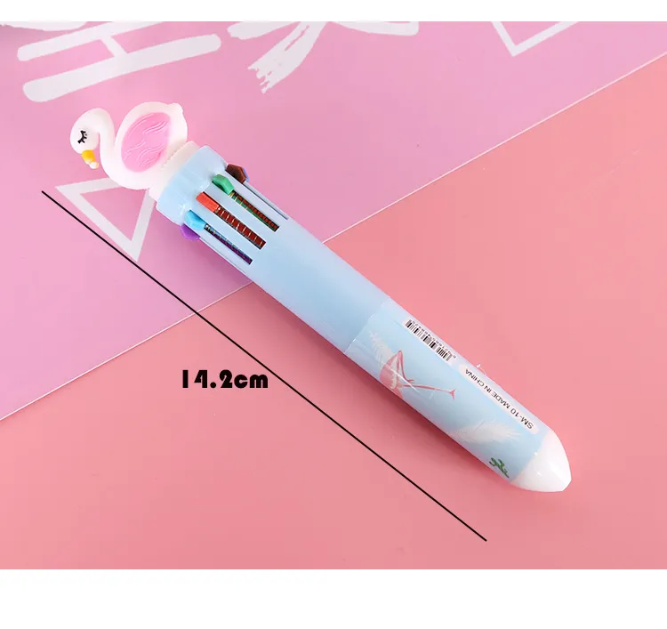 Un stylo à bille kawaii en licorne mignon avec 10 couleurs d'écriture