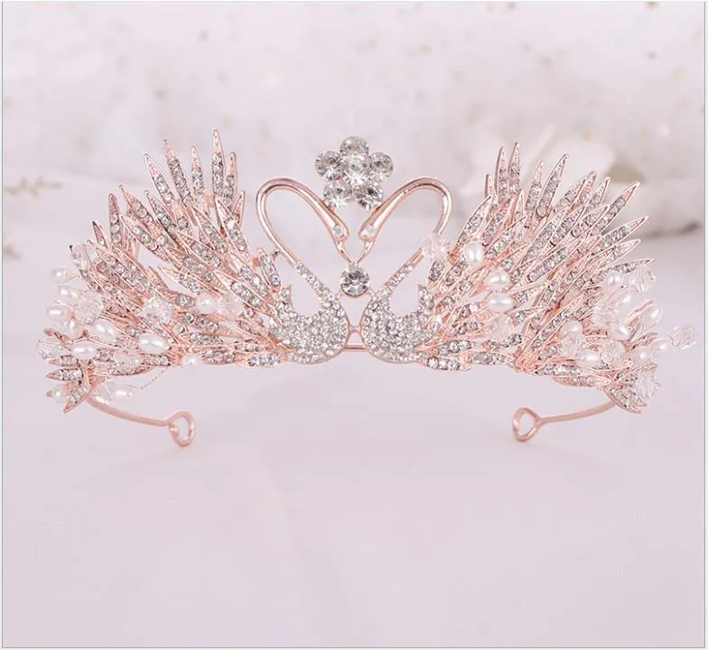 Bruids sieraden hete verkoop kroon handgebreide bruids tiara prinses verjaardagskroon