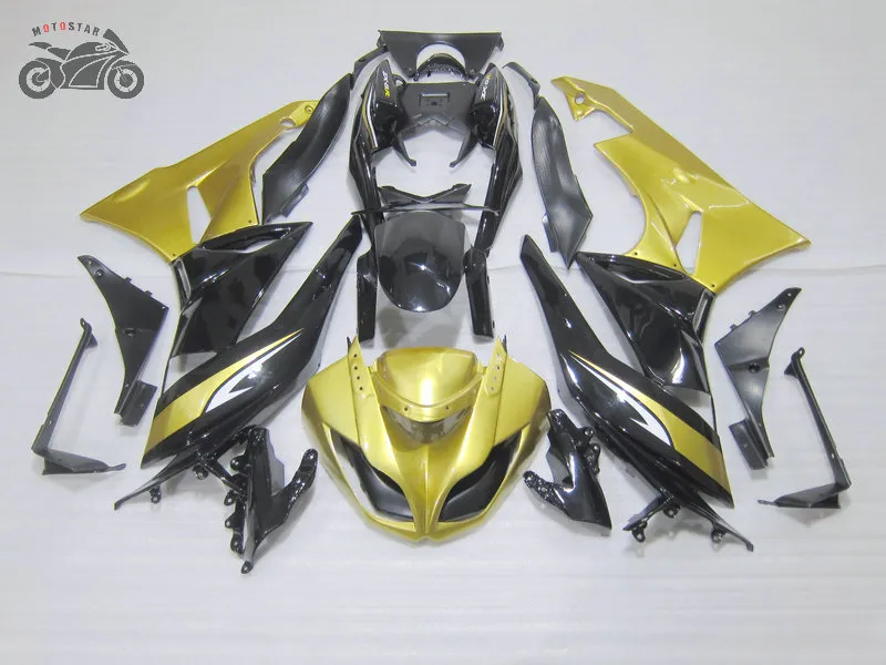 Personnaliser les carénages de moto pour les kits KAWASAKI NINJA ZX6R kit de carénage personnalisé noir doré ZX-6R X 6R 636 ZX636 09 10 11 12