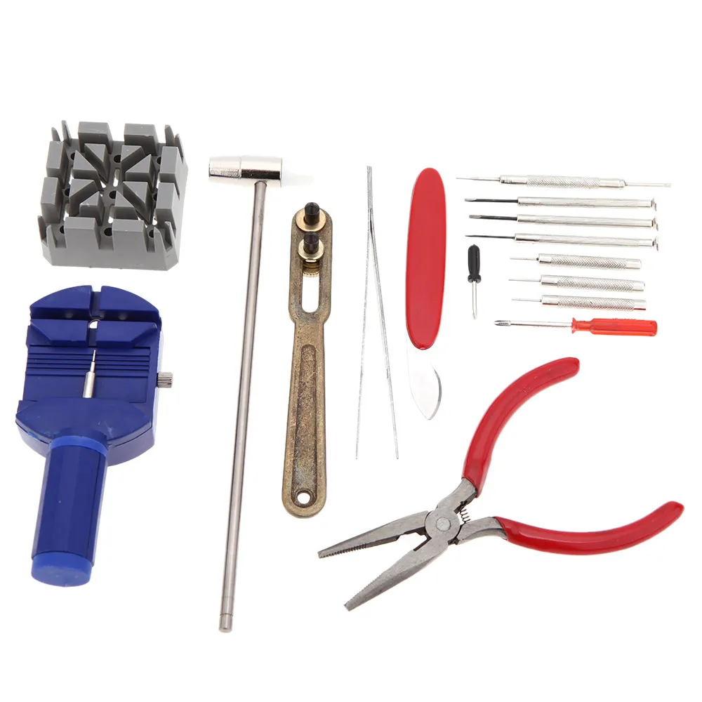 Conjunto de kit de reparo de relógio, 16 peças, pulseira de pulso, ferramenta de pino de ajuste, removedor traseiro, correção de relógios, ferramentas 1239q