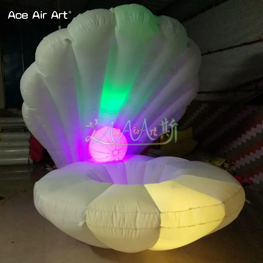 2m Diameter Inflatable Clamshell Giant LED Seashell with Lights for Wedding Decoration or Advertising