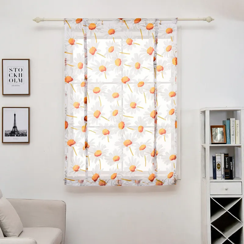 Multi Rozmiary Kurtyna Pokój dzienny Tulle Nowoczesne Odcienie Kwiat Drukowana Zasłona Krótkie Sheer Zasłony Okno Drapy Valance Home Decor VT0899