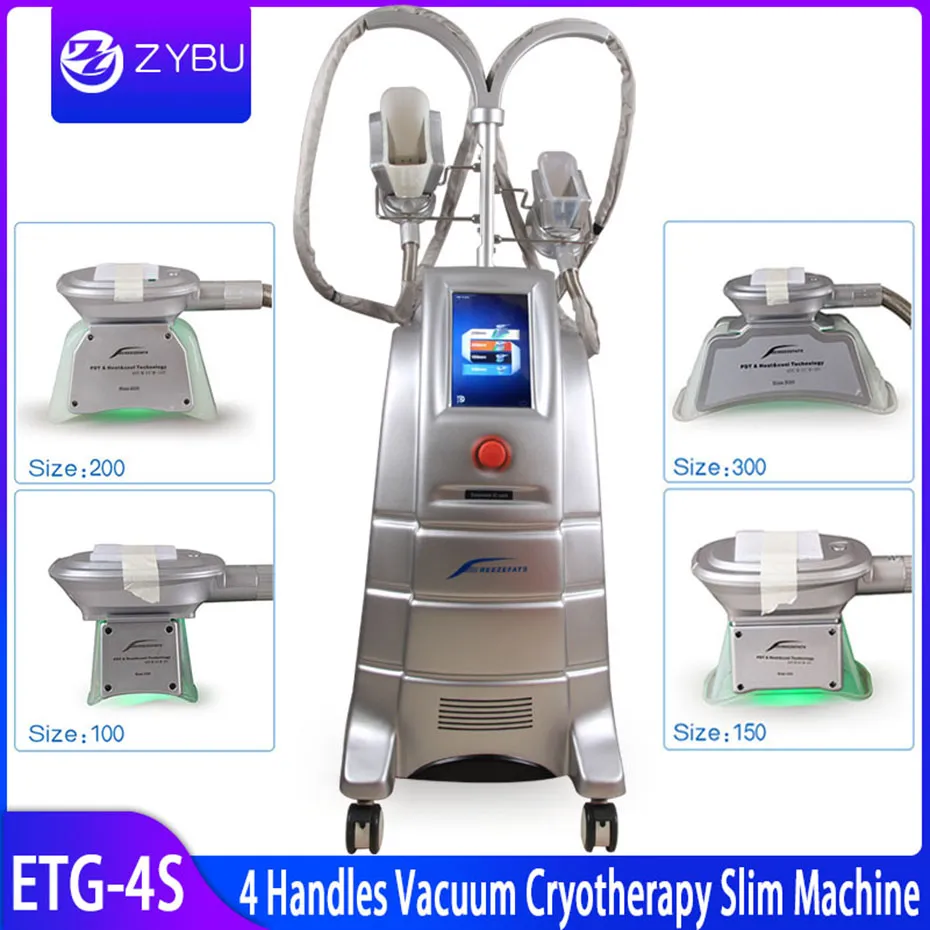 4 Handgrepen Effectieve Cryo Afslanken Machine Body Sculpting Fat Freezing Vacuum Cryotherapie Gewichtsverlies Apparatuur Beste prijs voor salongebruik
