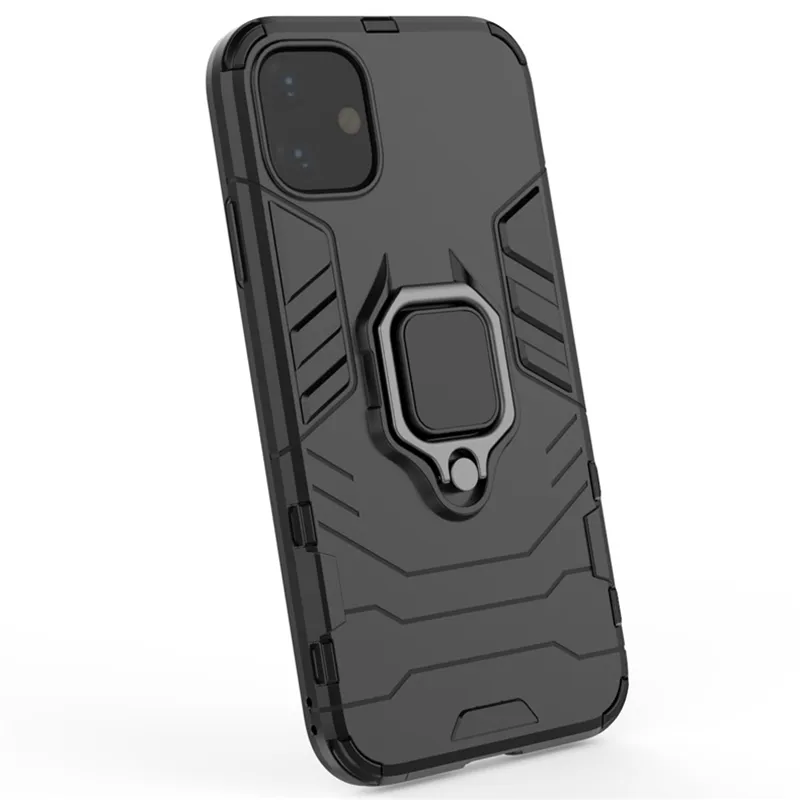 Armor Phone Case Cover Slim Phone Case Back Cover With Invisible Ring Stand f￶r iPhone 14 13 12 Mini 11 Pro Max X Xs Max 7/8