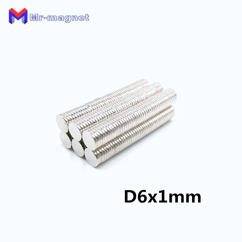 Brudazon | 10 Mini Magneti Dischi da 6x1mm | grado magnetico N52 - magneti in neodimio ultra potenti | magneti per modellismo, foto, lavagne magnetiche | piccoli, rotondi ed extra potenti