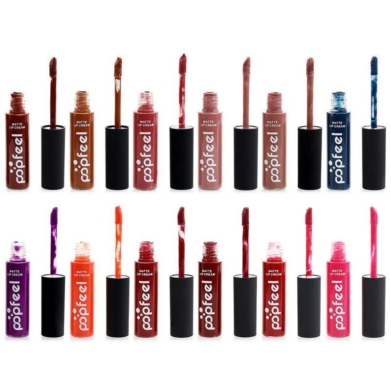 Nieuwe 12 kleur vloeibare waterdichte elegante matte gladde lippenstift lip stick lipgloss langdurige sexy naakt lip glans