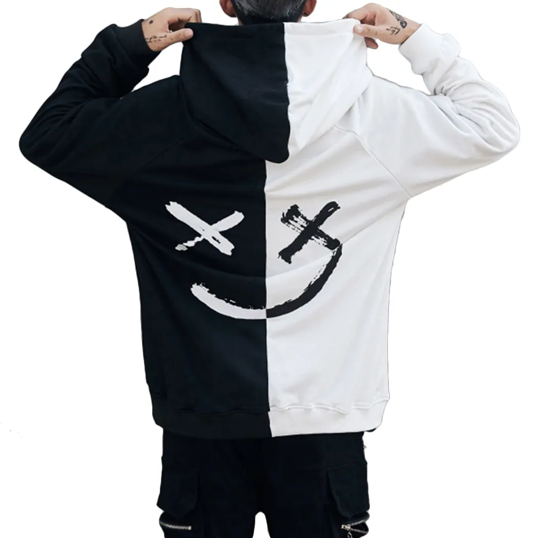 2019 Fashion Men Hoodies Tops Harajuku Smile Printed Hooded
