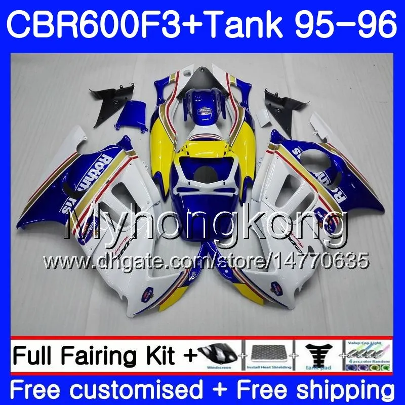 + Tanque Para HONDA CBR600FS CBR600RR CBR600 F3 Rothmans Azul 1995 quente 1996 Corpo 289HM.58 CBR 600 F3 FS CBR 600F3 95 96 CBR600F3 95 96 Carenagem