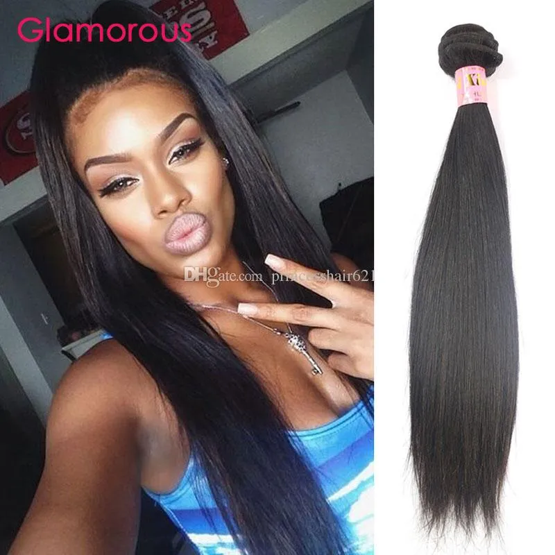 Glamorösa mänskliga hårväv Brasilianska Malaysiska Indiska Peruanska Virgin Hårbuntar 1 stycke 100g / st Rak hårförlängningar för svarta kvinnor