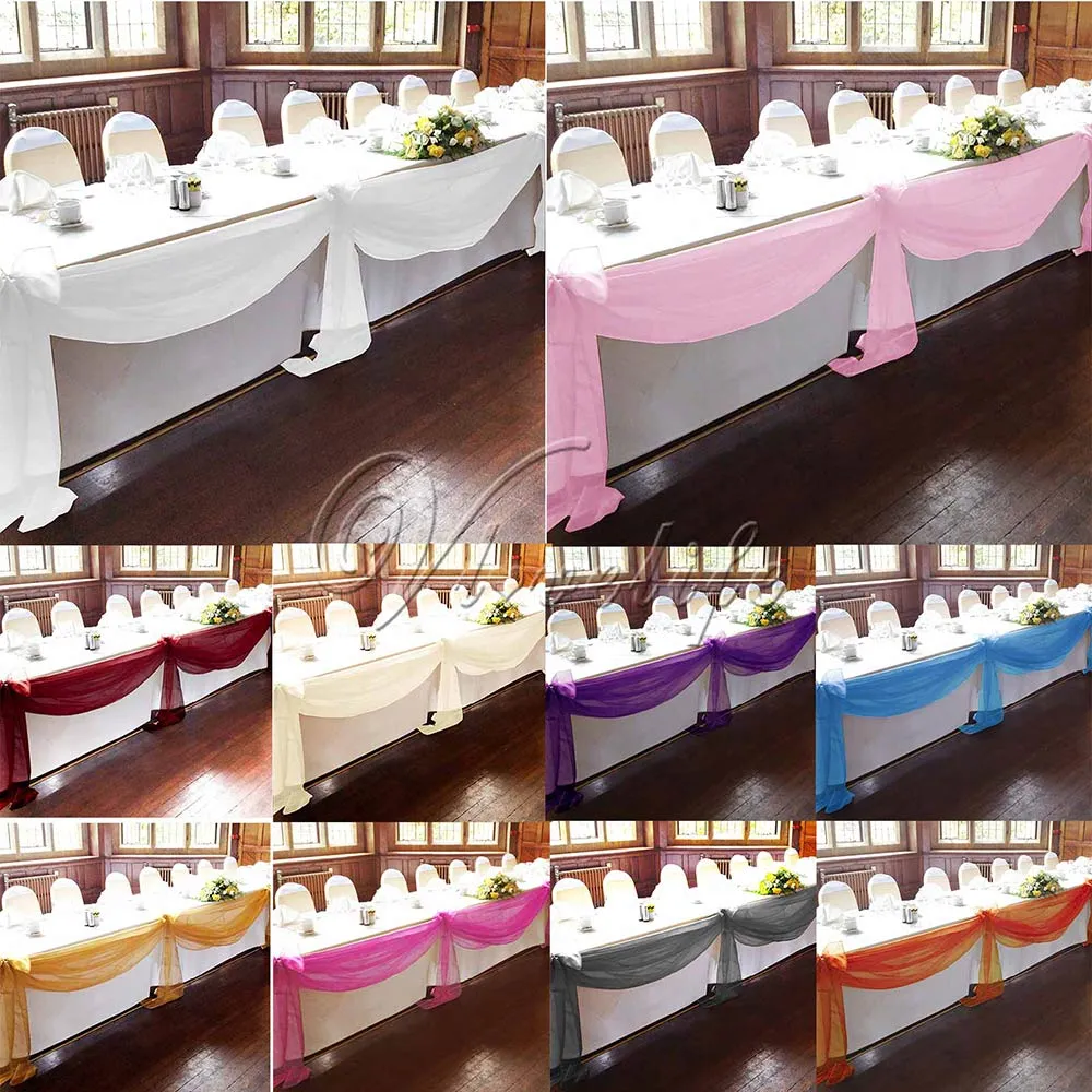 10 м х 1.4 м верхние столики гирлянды из органзы Swag ткани свадьба с бантом украшения стола DIY