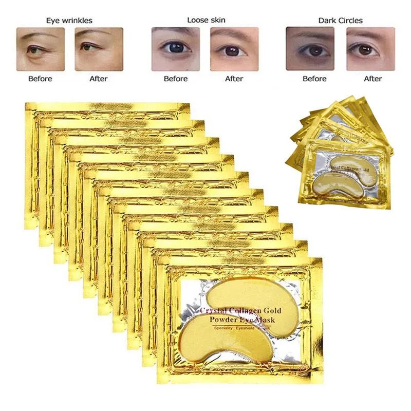 24k Gold Crystal Gold Hydrogel Eye Mask With Collagen Patches For Anti