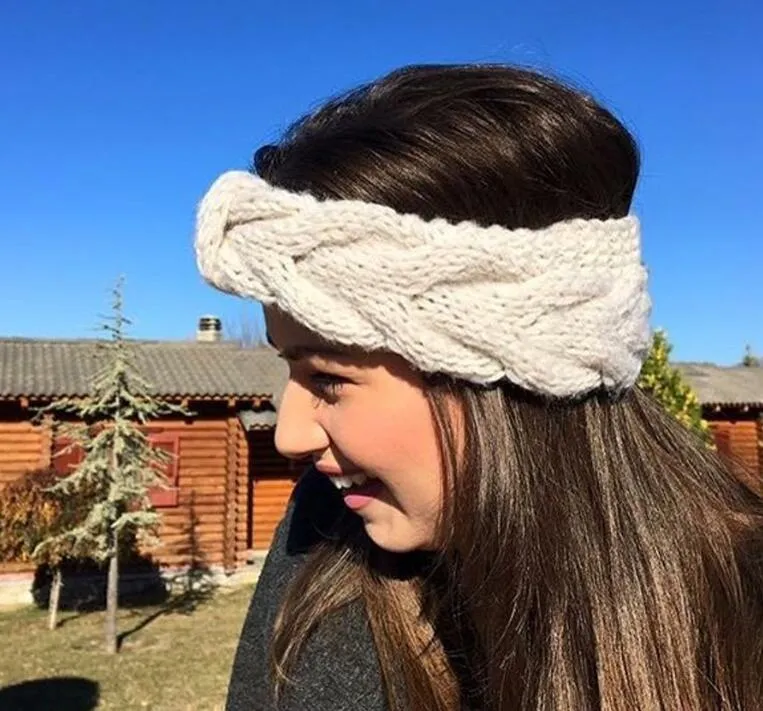 14 Kolory Kobiety Lady Crochet Bow Knot Turban Knitled Head Wrap Hairband Winter Ear Ciepszy Pałąk Zespół Włosów Akcesoria