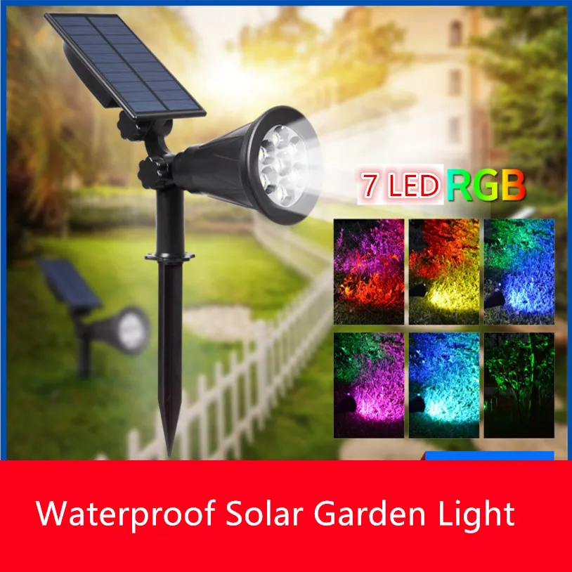 7 LED RGB Solar Garden Light Outdoor Solar Lamp Waterproof Lawn Light Solar Powered Light Sensor for Landscape Yard Decoration