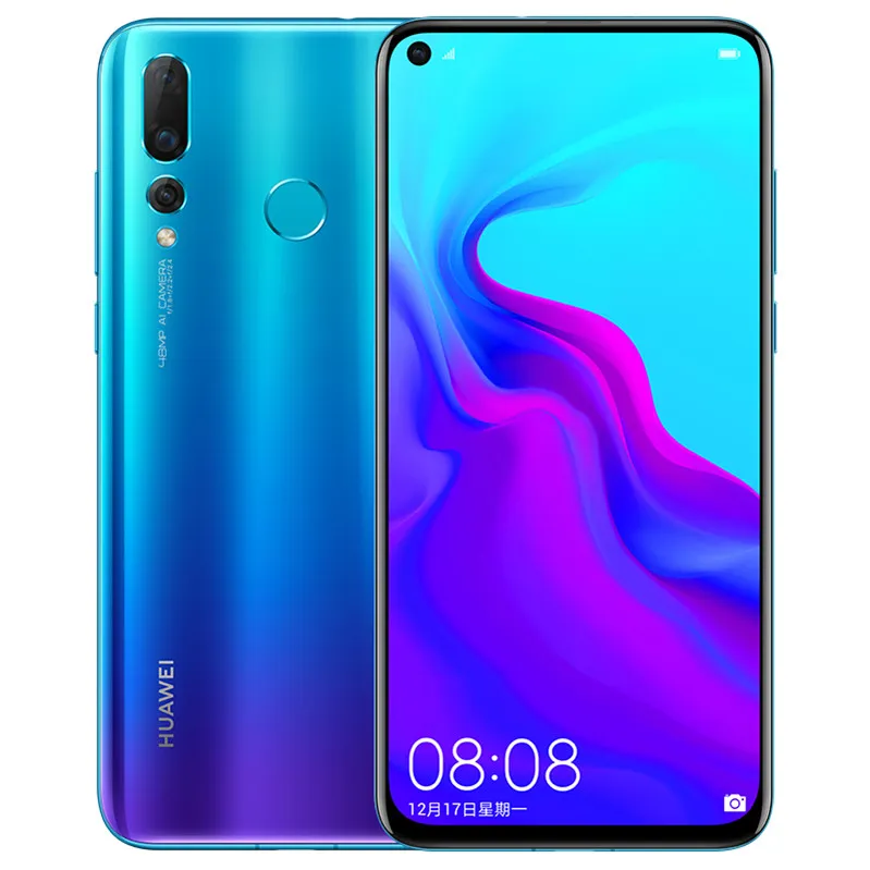 الأصلي هواوي نوفا 4 4G LTE الهاتف المحمول 6GB RAM 128GB ROM Kirin 970 Octa Core Android 6.4 "ملء الشاشة 25.0MP AI AR HDR HDR 3750mAh معرف بصمات الأصابع وجه الهاتف الخليوي الذكية