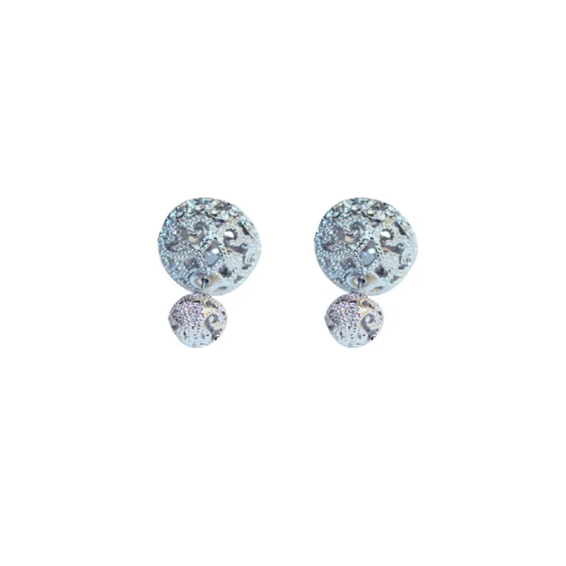 Wholesale-ins fashion designer double sided super glittering full rhinestones hollow flower stud earrings for woman girls