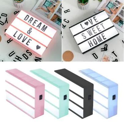 A6 Größe LED Alphabet Box Licht Kombination Nacht Licht Box Lampe DIY Schwarz Buchstaben Karten AA Batterie Kino Leuchtkasten