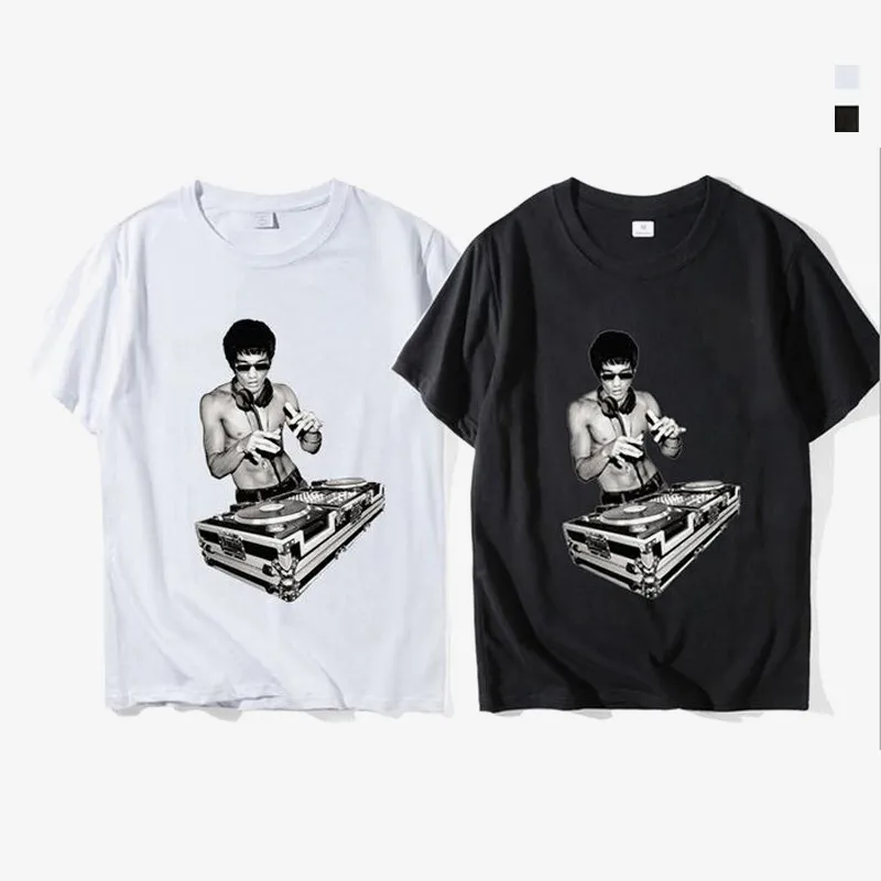 Брюс Ли Dj футболка унисекс 2019 забавный Тони Старк киноманы кунг-фу летняя мода хлопковая футболка с буквенным принтом футболки на заказ 95