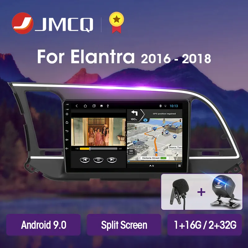 JMCQ T3L 플러스 엘란트라 (6) 2016-2018 자동차 라디오 멀티미디어 비디오 플레이어 네비게이션 GPS 안드로이드 9.0 2DIN 2 딘 헤드 유닛 자동차 DVD