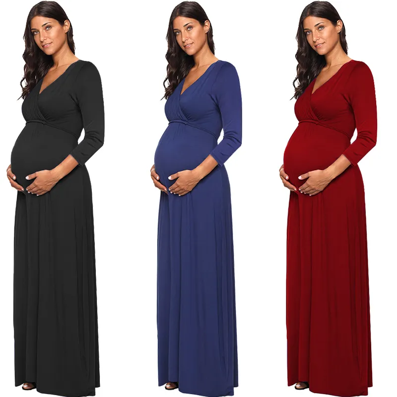 Prom Dresses Ball Gown Maternity Pregnant Clothes Long Sleeve V Neck ...