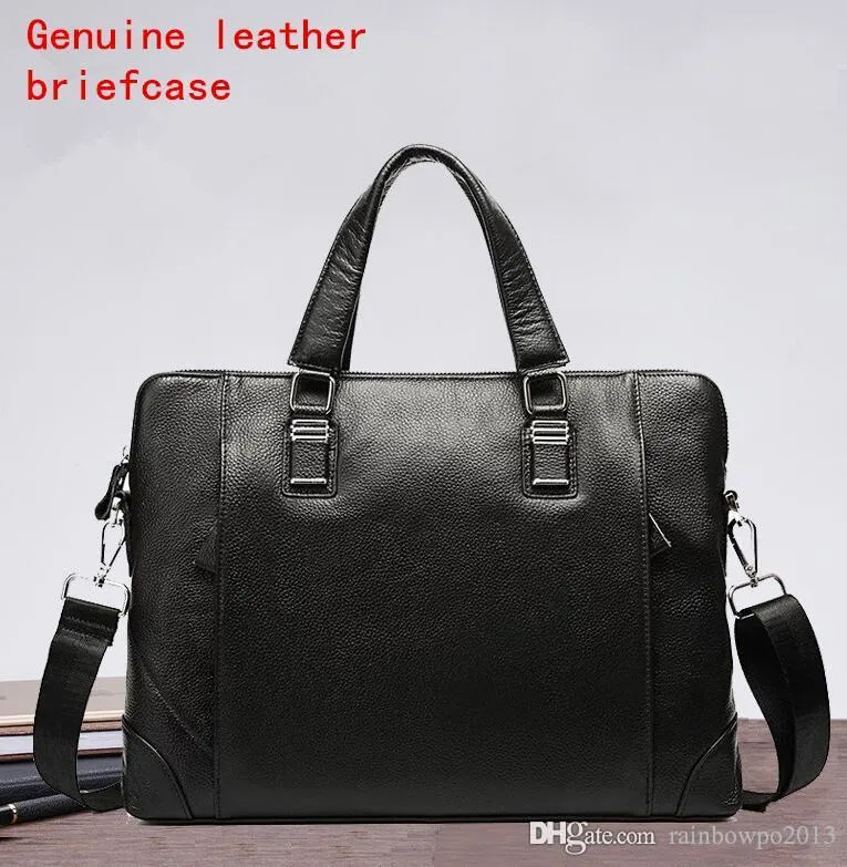 Factory wholesale men bag soft leather mens portable shoulder bags fashion first layer leatheres business briefcase glossy leathers casual handbags