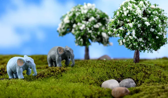 artificial 2 PCS elephant fairy garden miniatures gnomes moss terrariums resin crafts figurines for home garden decor