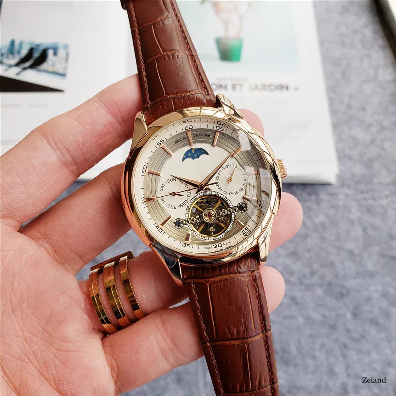 Luxury Mens Automatic Watch With Leather Montgomery Straps And