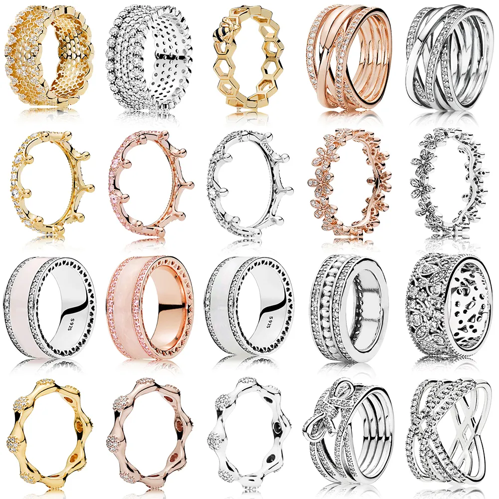 2019 NEW 100% Sterling Sier Rings Rose Gold for Women European Original Wedding Fashion Brand Ring Jewelry Gift