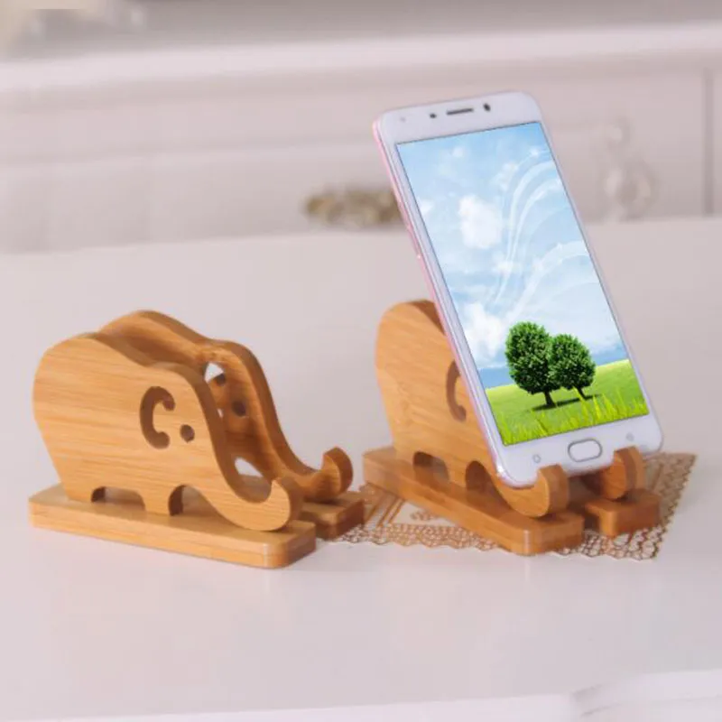 Cell Phone Holder Desk: Bamboo Elephant Mobile Phone Stand