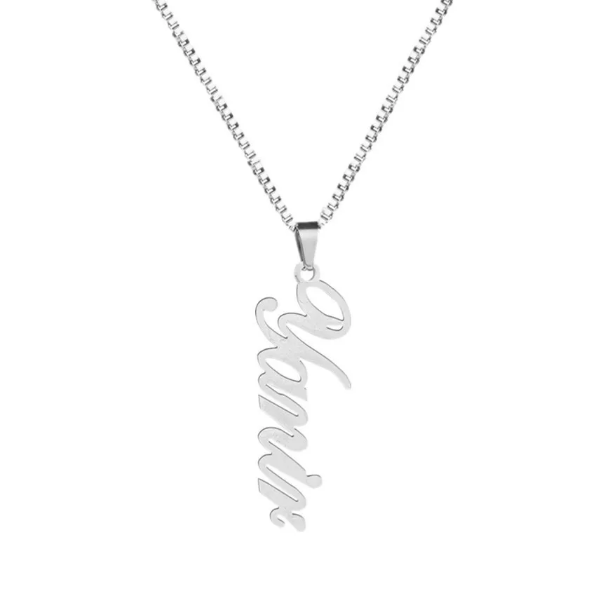 Kastenkette Vertikale Name Charm Halskette Frauen Männer Benutzerdefinierte Schmuck Gold gefüllt Personalisierte Typenschild Anhänger Halskette Geschenk