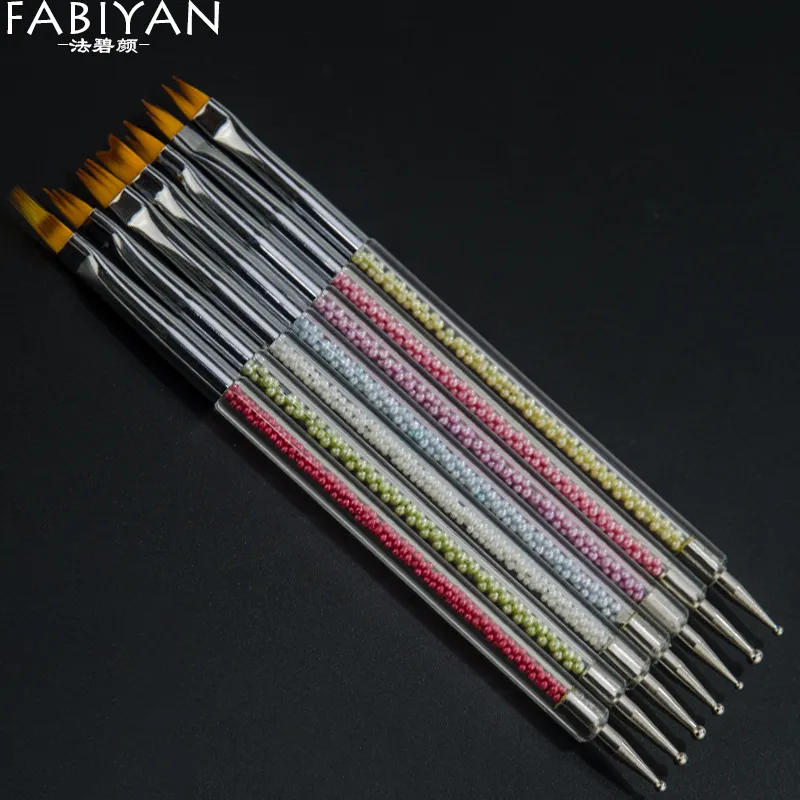 7pcs/set Double Head French Nail Art Brush Dotting Pen Beads Dot Flowers Painting Drawing Gradient Petal Serrated Tools Manicure