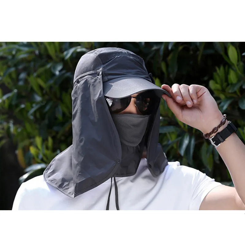 Sport de plein air randonnée visière chapeau Protection UV visage cou couverture pêche soleil protéger casquette meilleure qualité expédition rapide