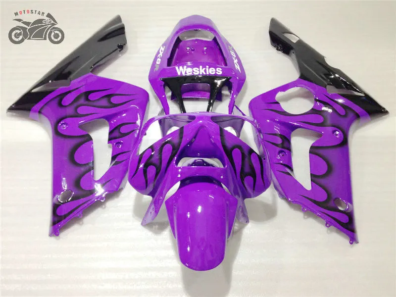 carenature cinesi personalizzate gratuite per kawasaki 2003 2004 zx6r ninja zx6r zx 6r 636 zx636 iniezione viola abs plastica carenatura carrozzeria