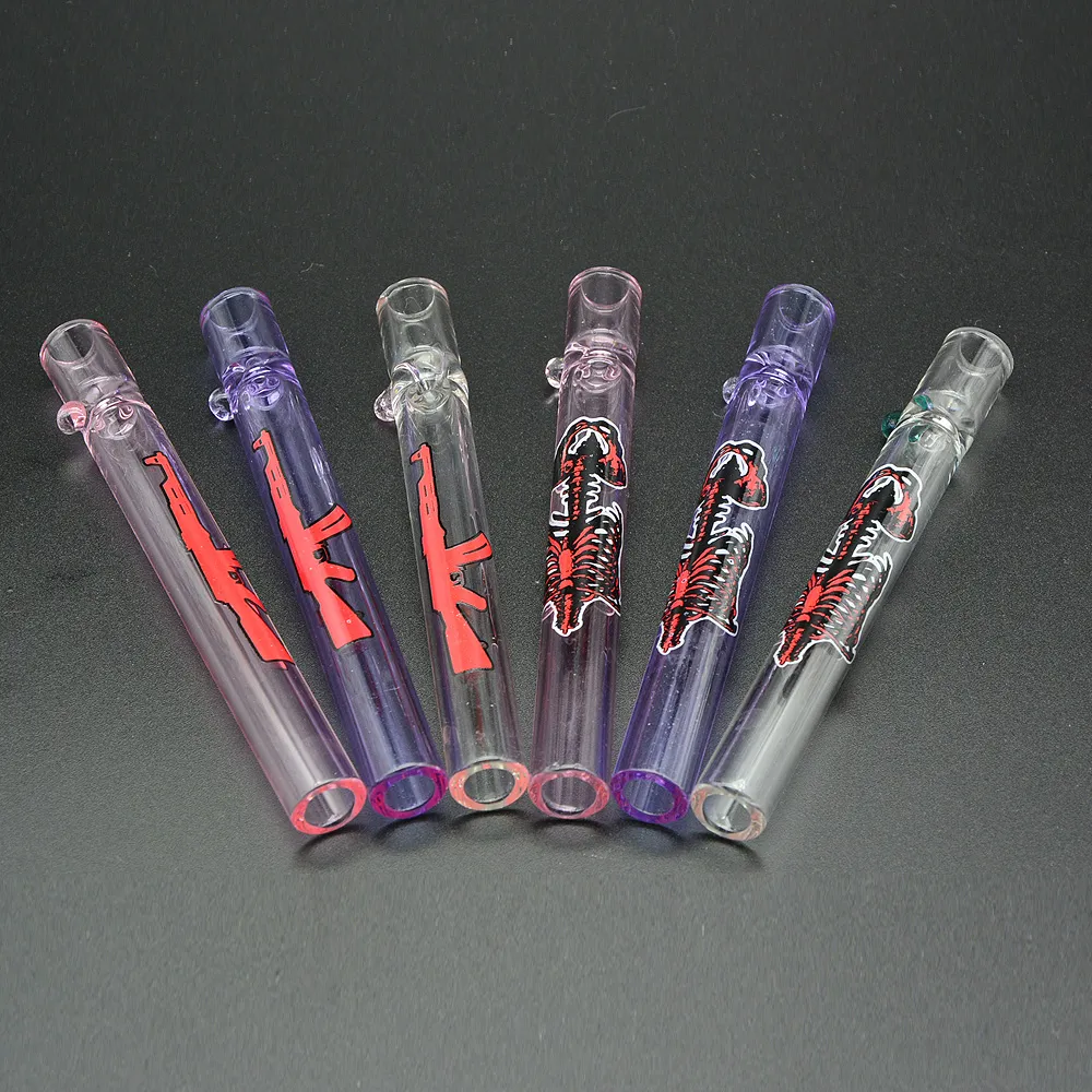 4" Pyrex Glass Pipe Oil Burner One Hitter Bat Cigarette Holder Steamroller Filters for Tobacco Dry Herb Hand Pipes Taster Free Sh