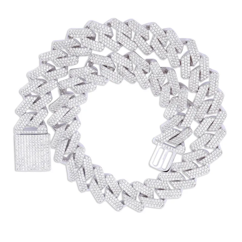 Iced out kedjor hip hop smycken män full diamant kors hängande halsband 3 färg micro cubic zirconia koppar uppsättning diamant halsband bröd diam