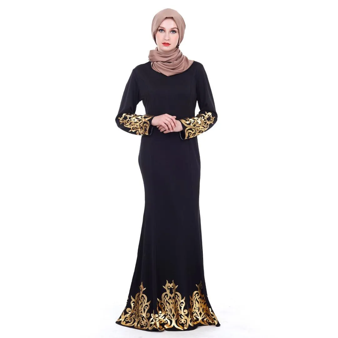 Muslim Dress Women Moroccan Kaftan Long Abayas With Hot Stamping Islamic  Clothing Robe For Ladies Dubai Turkish Style From Hkboy, $30.19 | DHgate.Com