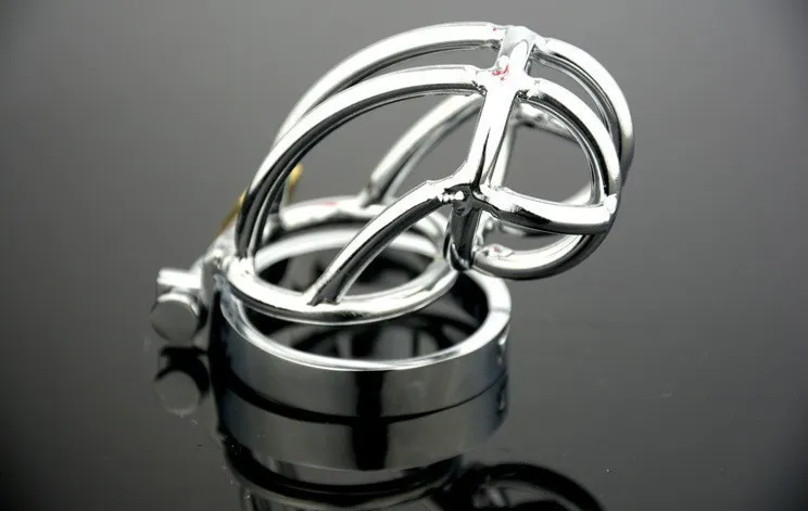 Chastity cage för män i rostfritt stål med böjd design_voghion.com