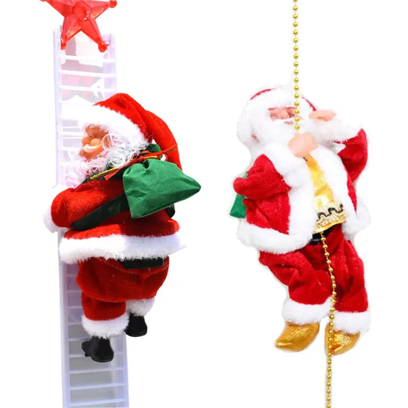 Elektryczne Święty Mikołaj Climb Christmas Electric Climbing Drabina Santa Toy Home Party Decor Battery Zasilane Xmas Zabawki